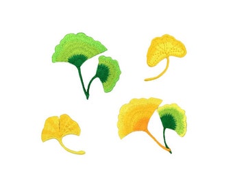 Ginkgo Embroidery Patch, 2 Pcs Plant Patches, Leaf Patch,Iron On Patches