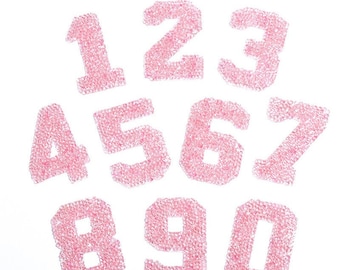 Écusson numérique en strass rose de 2,3 pouces, appliques thermocollantes, écussons scintillants pour vestes