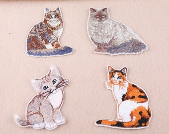 Parches bordados de gato, parche bordado de animales lindos, parche de hierro