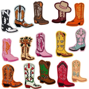 2 pezzi toppa ricamata stivali da cowgirl, toppe western, toppa stivali da cowboy, toppe da stirare