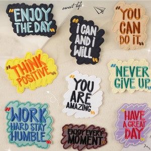 Parche bordado con palabras positivas, parches con letras de aliento, parches para bolsos de ropa, parches para planchar