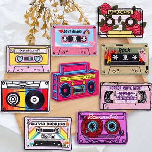 Music Tape Embroidered Patches, Funny Cassette Embroidery Patch, Iron On Patch