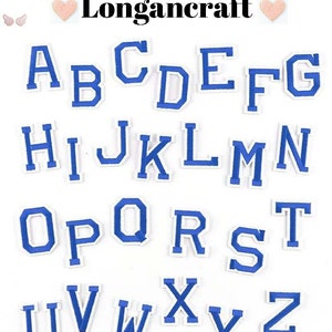 2.0 Inch Deep Blue Alphabet Letter Embroidery Patch, DIY Name Alphabet Patches, Patches For Clothing Bags, Iron On Patches