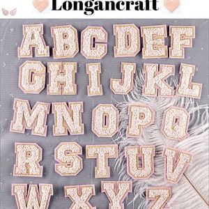 Pink Alphabet Letter Chenille Patch , DIY Name Alphabet Patches, Patches For Clothing Bags, Iron On Embroidered Patches