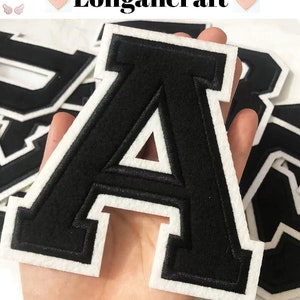4.4/3.1 inch Black Letter Embroidered Patch, DIY Name Alphabet Patches, Large Letter Patch, Patches For Clothing Bags, Iron On Patches
