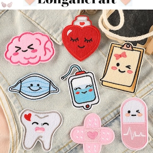Medical Elements Embroidery Patch, Nurse, Heart Patches, Pill, Tooth Embroidered Patch, Iron On Applique