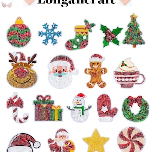 Toppe termoadesive con paillettes natalizie, Babbo Natale, fiocco di neve, toppa per albero di Natale, applicazioni natalizie