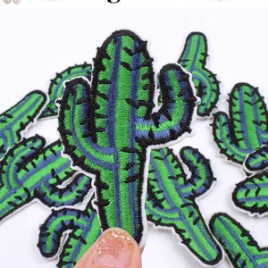 Toppe ricamate con cactus da 2 pezzi, toppe ricamate con cactus fai-da-te, toppe termoadesive occidentali
