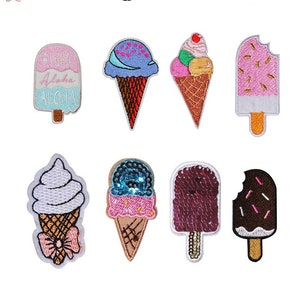 Ice Cream Embroidered Patches, Ice Cream Cone Patch, DIY Decoration Patch, Iron On Patch