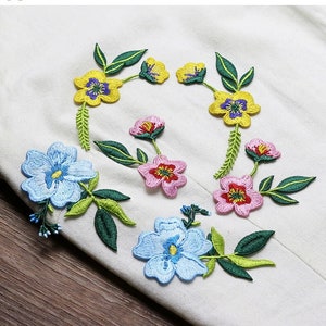 1 Pair Flower Embroidery Patch, Floral Patch, Sew On Patches