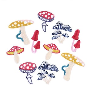 Funny Mushroom Embroidered Patch, Color Mushroom Patch, Cute Patches For Clothing Bags, Iron On Patches
