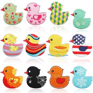 Naszywki z haftem kaczki, naszywki do samodzielnego haftu, koniczyna, kwiat, serce, flaga, płatki śniegu