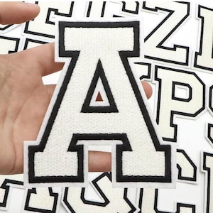 Parche de letras termoadhesivo de 4,4/3,1 pulgadas, parches de letras grandes para ropa, apliques bordados