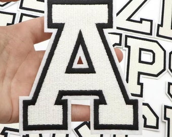 4.4/3.1 inch Iron On Letter Patch, Large Letters Patches for Clothes, Embroidery Applique