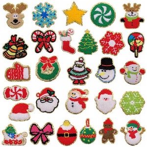 Christmas Chenille Patch, Santa Claus Patch, Snowflake Patch, Christmas Tree Patch, Iron On Patches