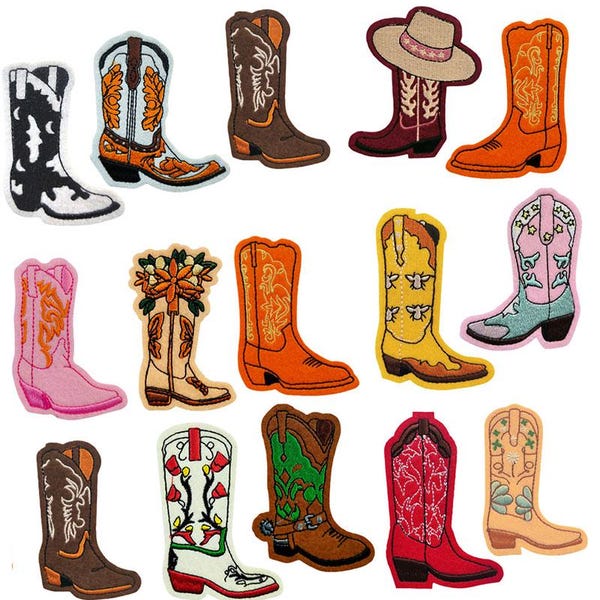Parches bordados de botas de vaquera (2 unidades), parches occidentales, parches para botas de vaquero, parches termoadhesivos
