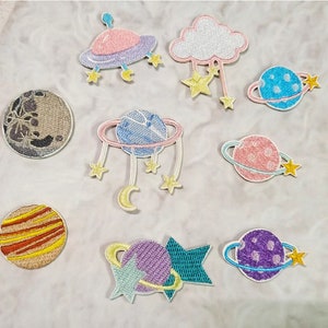 Galaxy Embroidered Patch, Self Adhesive Planet Applique