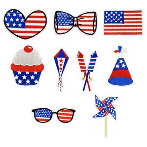 USA Flag Iron On Patches, 4th of July Patch, Embroidery Applique