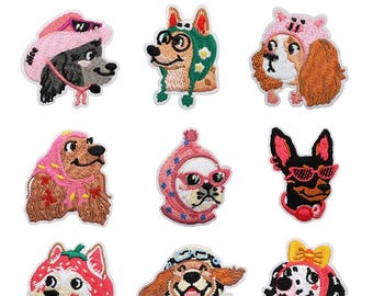 Toppa ricamata con cane, applicazione termoadesiva con cucciolo