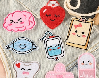 Medical Elements Embroidery Patch, Nurse, Heart Patches, Pill, Tooth Embroidered Patch, Iron On Applique