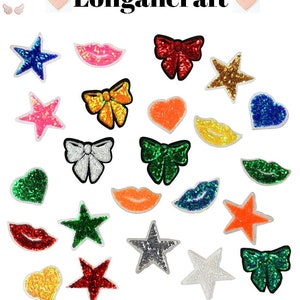 Star Sequin Patch, Heart Patch, Lip Patch, DIY Patch. Iron On Patches