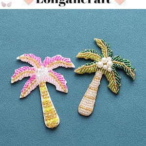 Palm Rhinestone Patch, Western Patch, Summer Plants Beads Patch, Beach Patch, Sew On Patches