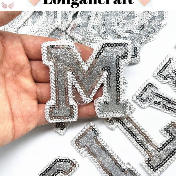 Silver Sequin Letter Appliques Etsy