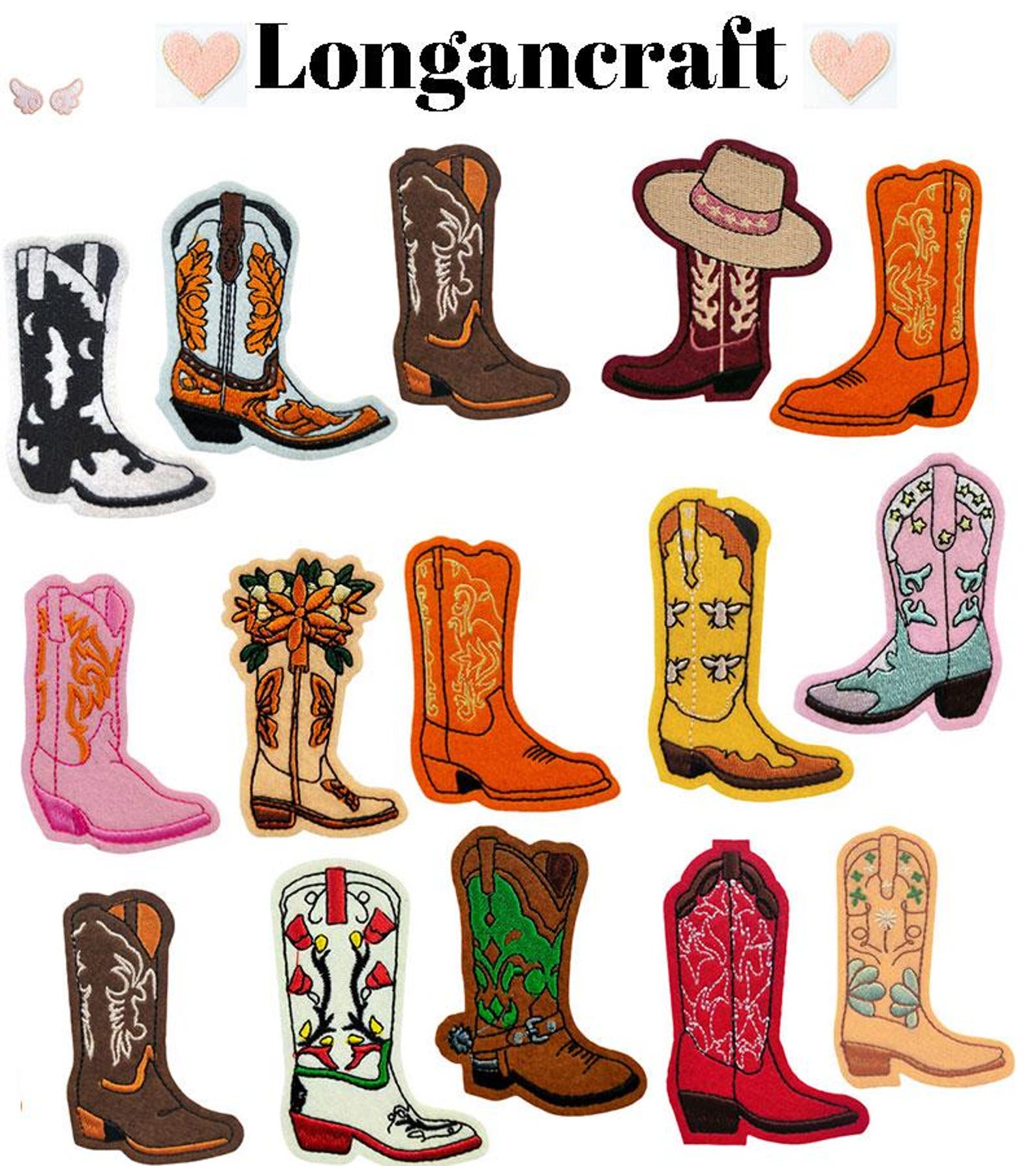 2pcs Cowgirl Boots Embroidered Patch, Western Patches, Cowboy Boots ...