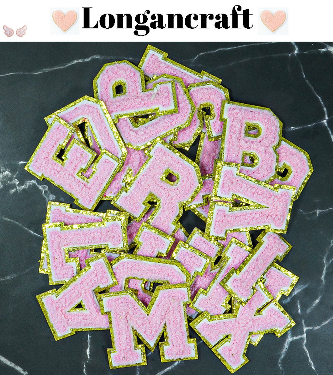 2.1 Inch Pink Letter Patch for DIY Names, Decorate Alphabet Patches