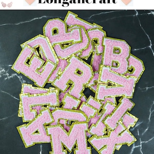 2.1 inch Pink Letter Patch For DIY Names, Decorate Alphabet Patches, Letter Patch For Clothes, DIY Alphabet Patches, Self-adhesive Patch