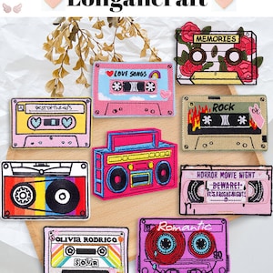 Music Tape Embroidered Patches, Funny Cassette Embroidery Patch, Iron On Patch