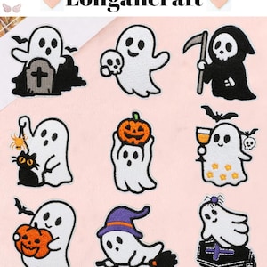 Funny Ghost Embroidered Patch, Halloween Pumpkin Ghost Patches, Black Cat Patches, Iron On Patches