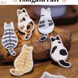 2Pcs Cat Embroidered Self Adhesive Patches, Cute Animal Patches, Cat Patches, DIY Decoration Patch