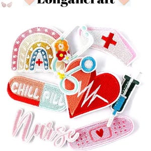 Medical Elements Embroidery Patch, Nurse Patch, Rainbow Patches,Pill Patch, Stethoscope Patch, Heart Patch, Iron On Patches