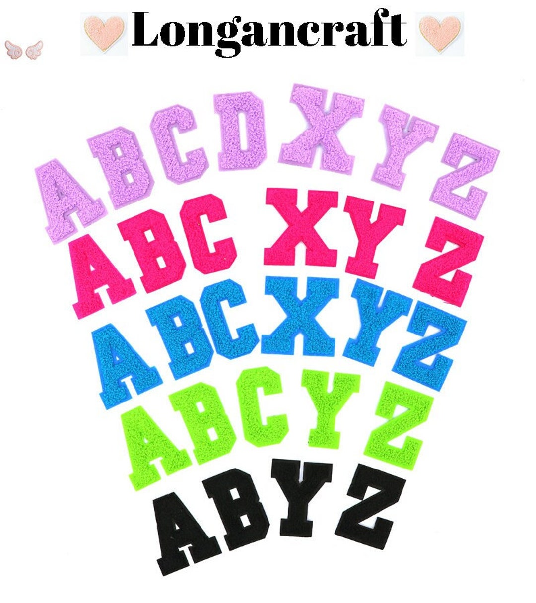 Color Alphabet Letter Chenille Patch , DIY Name Alphabet Patches ...