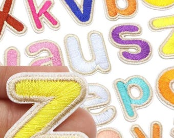 Color Alphabet Letter Mini Iron On Patch, 1.0 Inch Letters Embroidered Patches