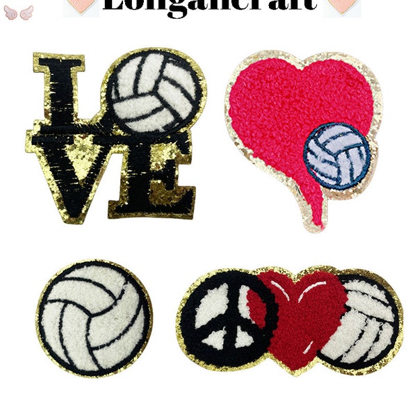 Volleyball Chenille Embroidered Patch, Love Patch, Heart Patch, Gitter Patch, Iron On Patch