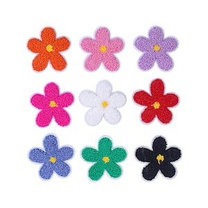 Toppa ricamata in ciniglia a fiori, toppa colorata, toppa ricamata glitter oro, termoadesiva