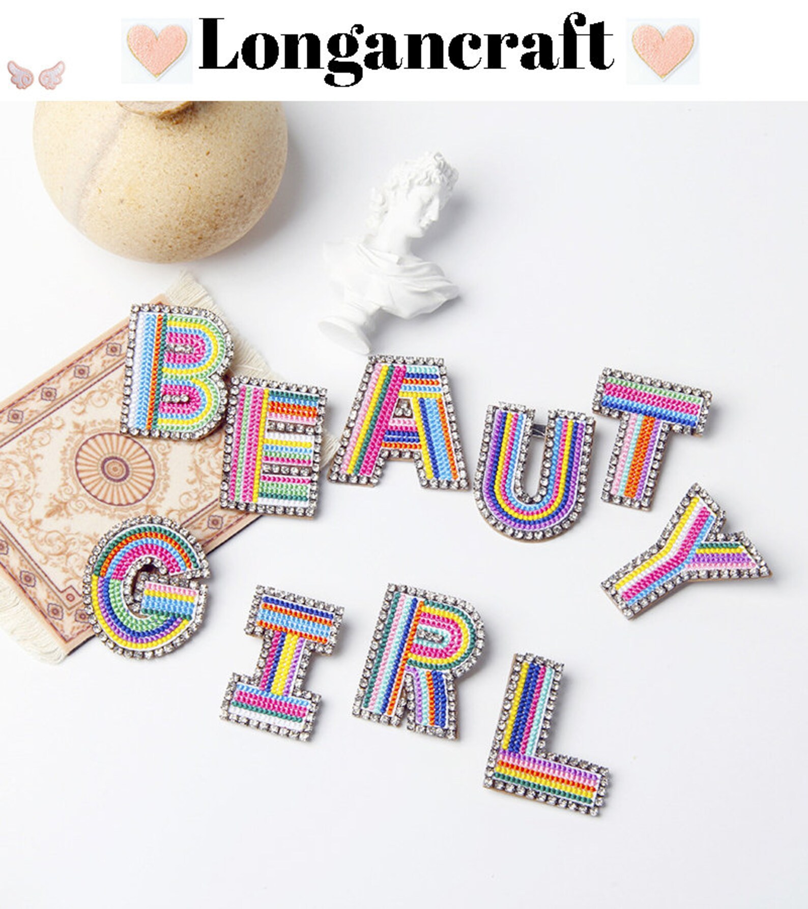 Rhinestones Color Letters Patch A-Z Letter Patches Pin - Etsy
