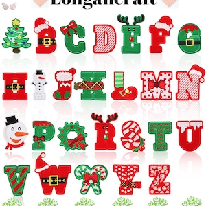Snow Letter Embroidered Patch, Christmas Letter Iron On Patch, Christmas Hat Patches, DIY Name Alphabet Patches