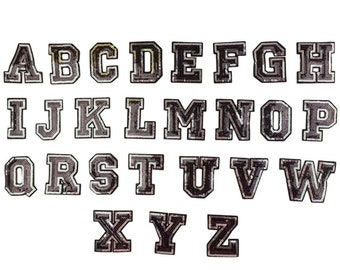 Patch lettres de A à Z à paillettes noires de 2,3 pouces, lettres à repasser, appliques lettres