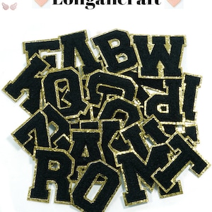 2.1 inch Black Letter Patch For DIY Names, Decorate Alphabet Patches, Letter Patch For Clothes, Iron On/Self-adhesive Patch