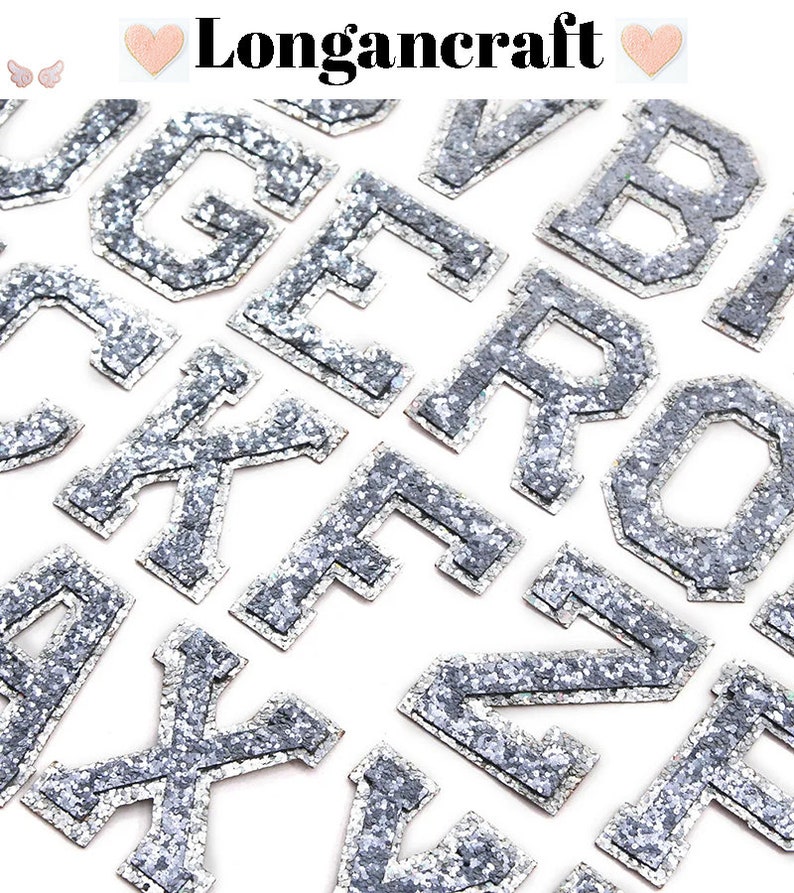 2.0 Inch Silver Sequin Letters Patch, Letter Patches Iron On, Letter ...