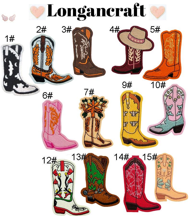 2pcs Cowgirl Boots Embroidered Patch, Western Patches, Cowboy Boots ...