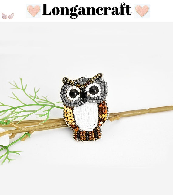 Toppa con gufo con paillettes, toppa con ricamo gufo con perline