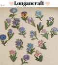 Flower Iron On Patches, Iris, Morning Glory Flower Embrodered Patch, Plant Embroidery Applique