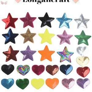 Star Sequin Patch, Color Heart Patch, Patches For Clothing Bags, Iron On Patches
