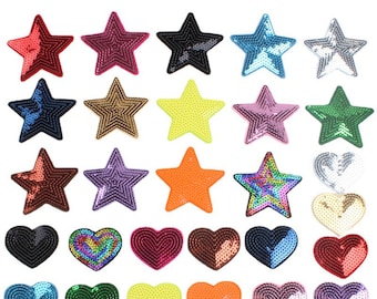 Star Sequin Patch, Color Heart Patch, Patches For Clothing Bags, Iron On Patches