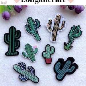 Toppe ricamate cactus, toppa ricamata deserto cactus, toppa termoadesiva occidentale
