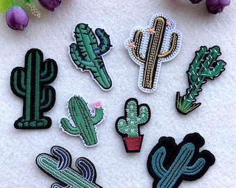 Cactus Embroidered Iron On Patches, Desert Embroidery Patch, Western Applique